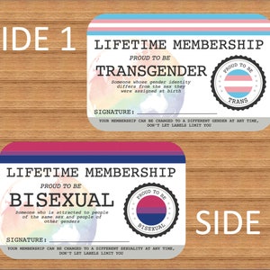 Double Sided Identity LGBTQIA+ Lifetime Membership Card - Gay Pride Card - LGBT Identity Card -  perfect rainbow community gift