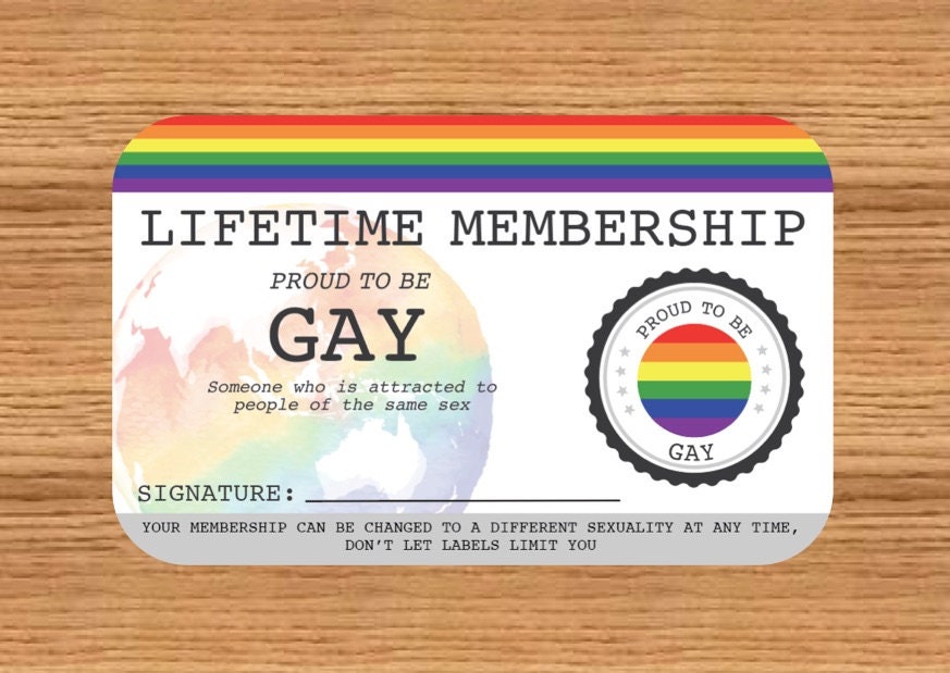 Gay Lifetime Membership Card Gay Pride Card Lgbt Identity Etsy Canada
