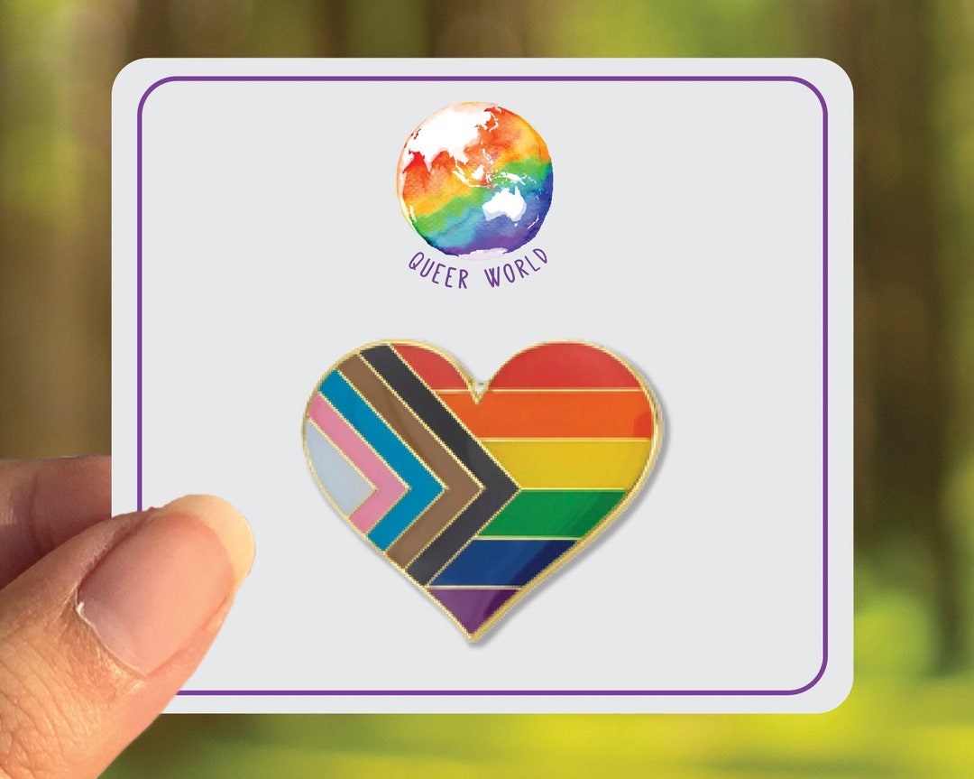 PROGRESSIVE PRIDE Flag Gay Rainbow Heart Pin/brooch/badge - LGBT - Etsy