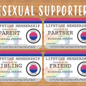 BISEXUAL Proud Parent/Partner/Sibling/Friend Lifetime Membership Card- Gay Pride Card - LGBT Identity Card -  perfect rainbow community gift