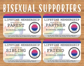 BISEXUAL Proud Parent/Partner/Sibling/Friend Lifetime Membership Card- Gay Pride Card - LGBT Identity Card -  perfect rainbow community gift