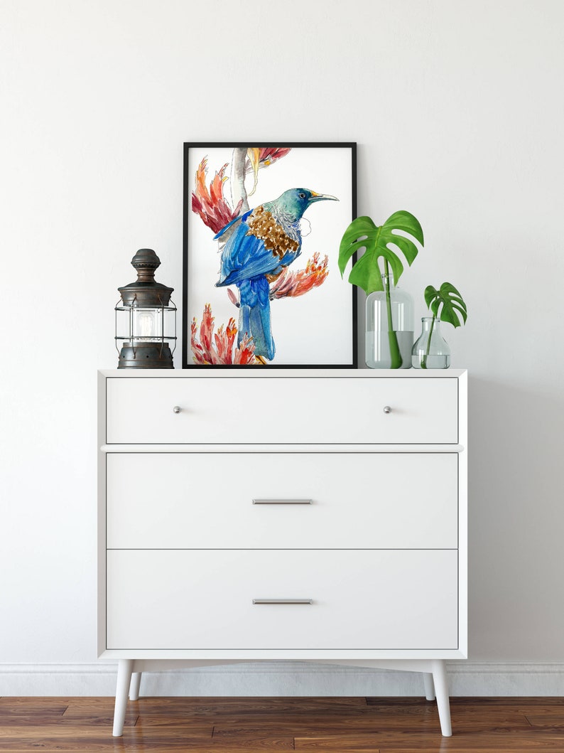 Tui bird wall art watercolour tui art New Zealand gift New Etsy