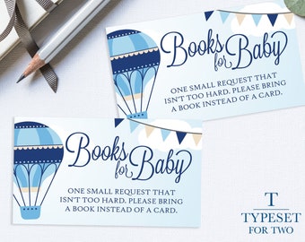 Books for Baby Card, Diaper Raffle Card, Up Up and Away, a baby is on the way, Hot Air Balloon Baby Shower, Clouds, Sky, PRINTED