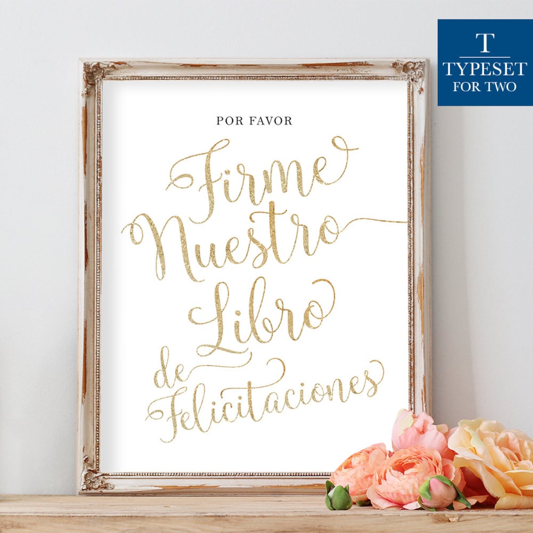 Guest Book Sign Spanish, Sign Our Guest Book, Boda, Gold, Reception