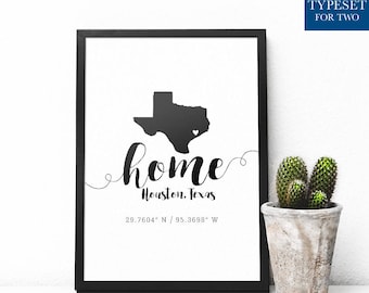 State Coordinates Address Map - Texas (OR YOUR STATE) Coordinates Sign - New First Home Gift - Housewarming Digital Printable