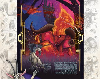 The Last Unicorn Red Bll Confrontation Scene Print