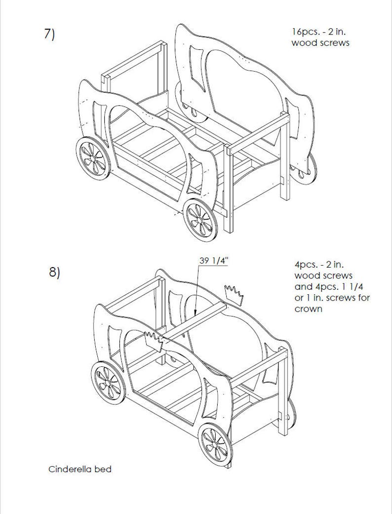 Download Princess Cinderella Bed PLANS and real size TemplatesPDF ...