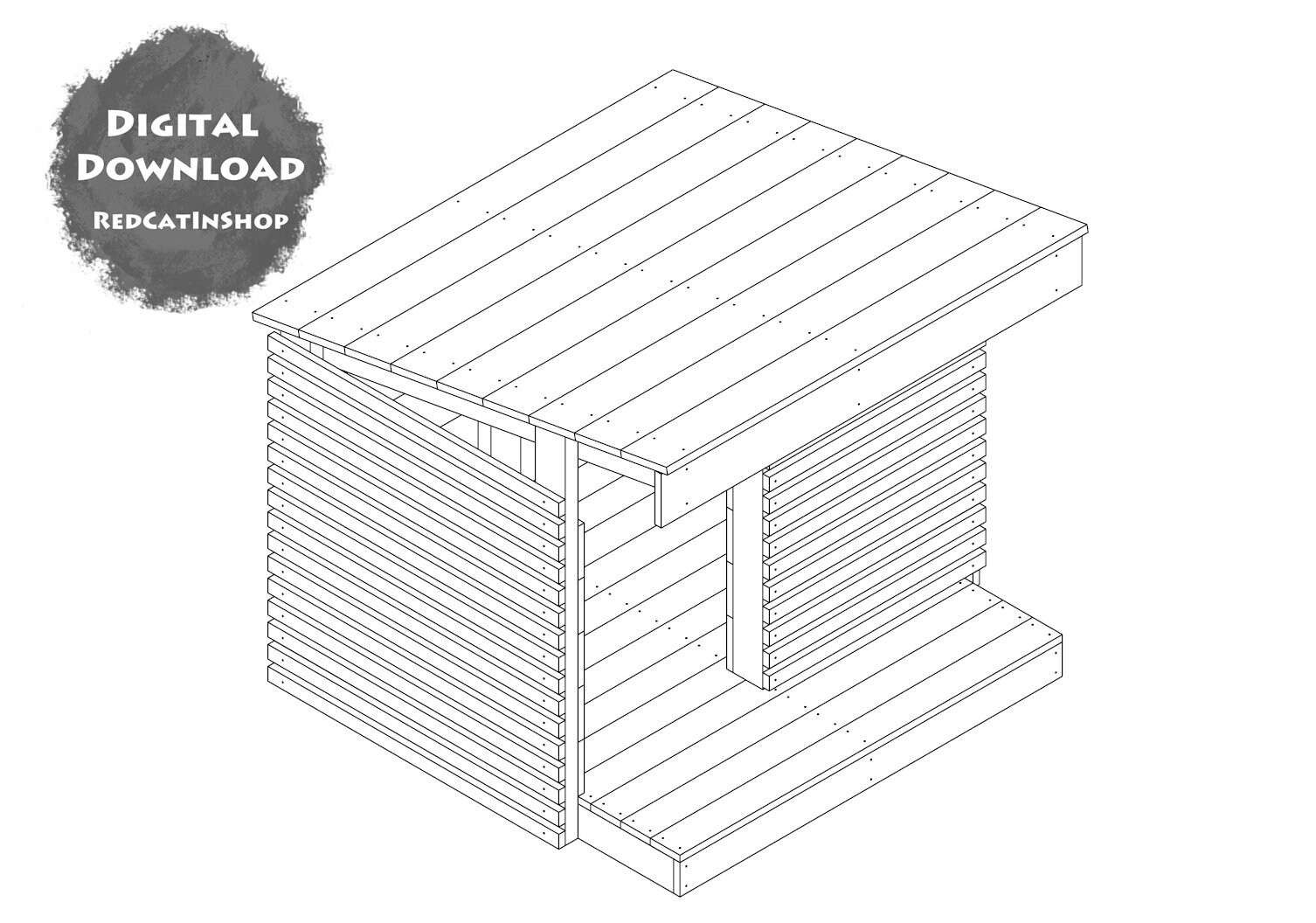 Modern Dog House Plans DIY Wood Outdoor Etsy