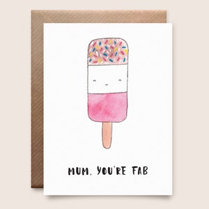 Mum, You're Fab - Mother’s Day Card, Cute Birthday Card for Mum, Pun Card, Anniversary, Step Mum, Cute Card, Just Because, Fab Pun