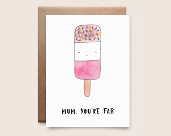 Mum, You're Fab - Mother’s Day Card, Cute Birthday Card for Mum, Pun Card, Anniversary, Step Mum, Cute Card, Just Because, Fab Pun