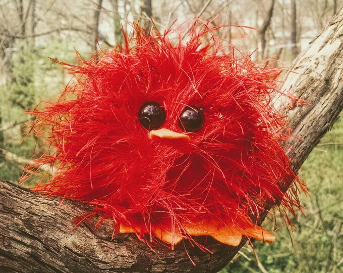 Fuzzy Red Cardinal Decoration - 4 inch