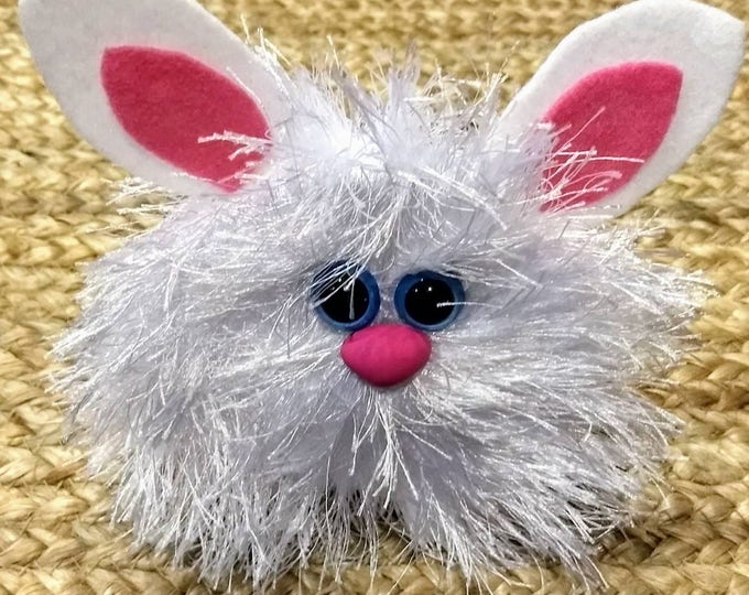 White Easter Bunny with Hot pink Nose Funny Figurine
