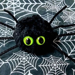 Scary Black Spider with Green Eyes for Halloween Decorations