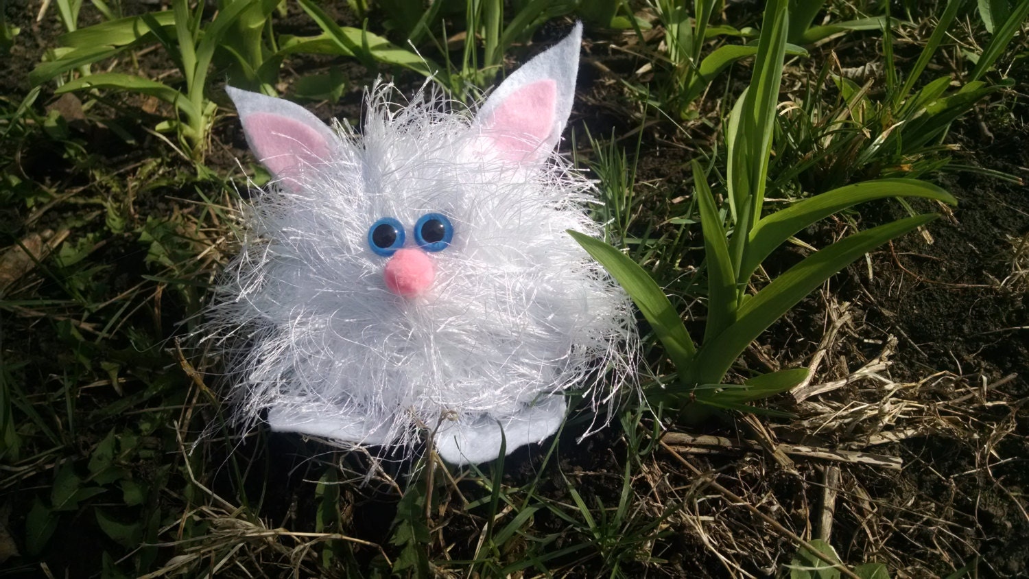 Easter Chick Sculpture Handmade Felt Statue Funny Figurine Easter or Nursery Decorations