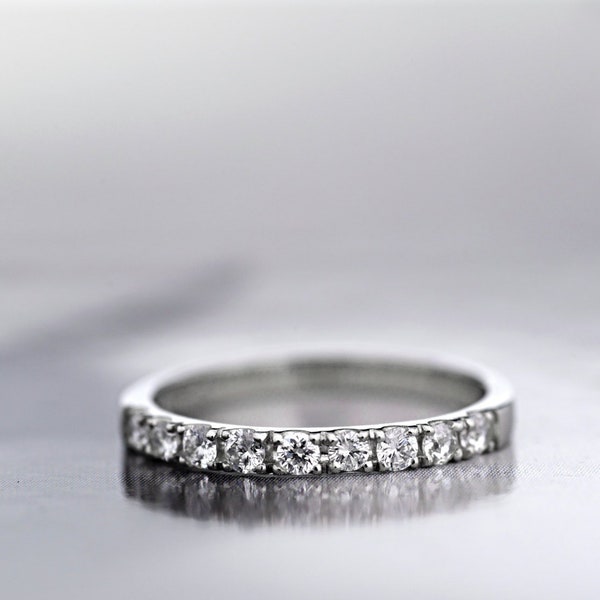 Platinum 950 Diamond Half Eternity Ring, Platinum /9ct/14ct/18ct/ 2mm Wedding Band- diamond wedding band - matching wedding band-