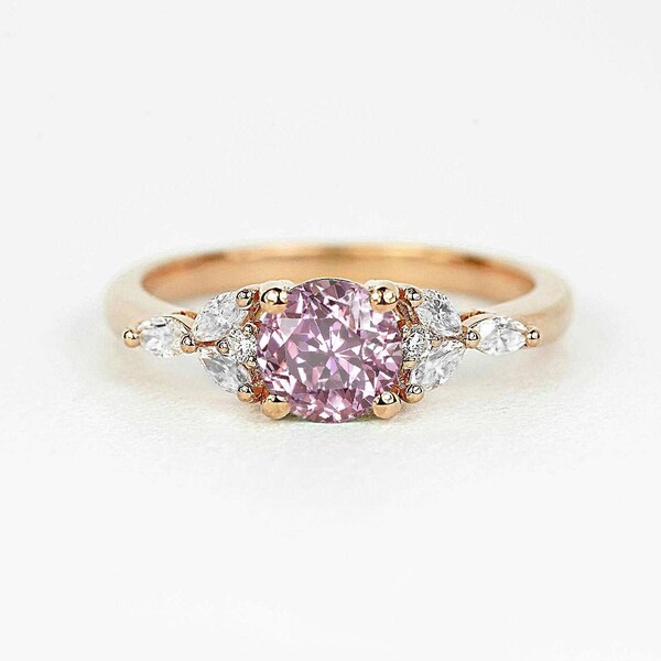 Pink Engagement Ring - Etsy UK