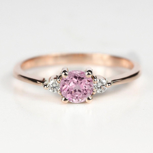 Pink Engagement Ring - Etsy UK