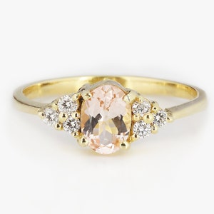 Morganite ring, Minimalist ring , morganite ring gold 9k, morganite ring yellow gold, morganite ring 14k, 18ct/ platinum engagement ring