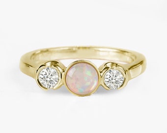 Opal Engagement Ring yellow, Rose, white Gold Opal Engagement Ring  Opal Wedding Ring With Diamond Vintage Antique Opal Engagement Ring