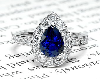 2.03 Blue Sapphire engagement Ring Platinum - sapphire ring- Natural Ceylon Blue Sapphire and Diamond Ring-Blue Sapphire Engagement Ring