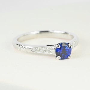 Anillo de aniversario de anillo de anillo natural de ceilo natural de anillo de diamantes azul de diamantes de diamante azul anillo de anillo de piedra único con anillo de piedra-anillo de aniversario de la promesa