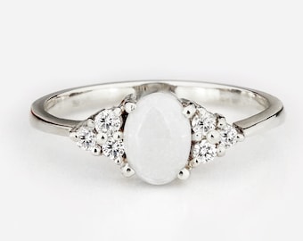 Natural opal engagement ring, opal ring, 14k opal ring gold, opal minimalist ,18k white  gold opal ring, opal diamond ring,natural opal ring