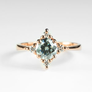 Grey Moissanite Engagement Ring in 9k-14k-18k-grey Moissanite and diamond ring - Engagement Ring - vintage inspired engagement ring