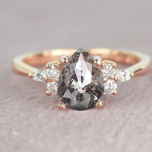 Salt and Pepper Diamond Engagement Ring Vintage Wedding Ring - Etsy