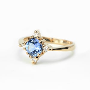 Tanzanite Engagement Ring in 9k-14k-18k- Tanzanite and diamond ring - Engagement Ring - Handmade to Order- FREE SHIPPING