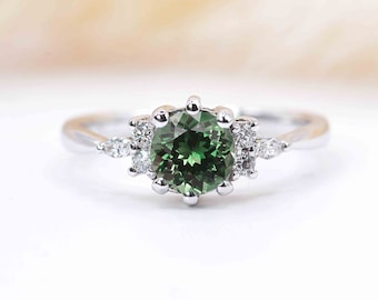 Natural mint green tourmaline ring | Natural tourmaline featuring art deco ring | solid white gold celebrity ring | Vintage stylish ring