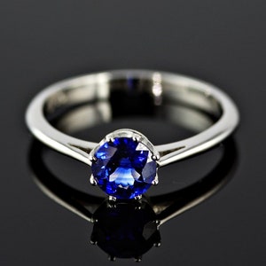 1.00 ct Natural Ceylon Blue Sapphire Platinum Solitaire Engagement Ring -1ct  Platinum Engagement Ring - Handmade