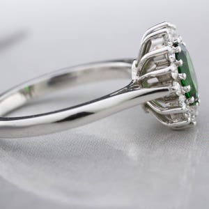 Tsavorite Ring in 950 platinum-Tsavorite Engagement Ring-Diana Ring-Tsavorite Diamond Cluster Ring-Diamond Engagement ring-FREE SHIPPING image 3