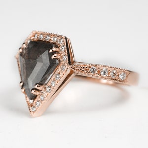 Salt and pepper Diamond engagement ring handmade in yellow/white/rose gold cluster image 3