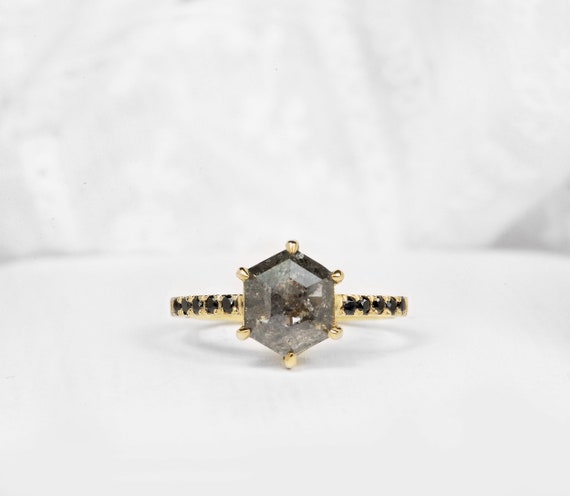 Black diamond engagement rings etsy deals