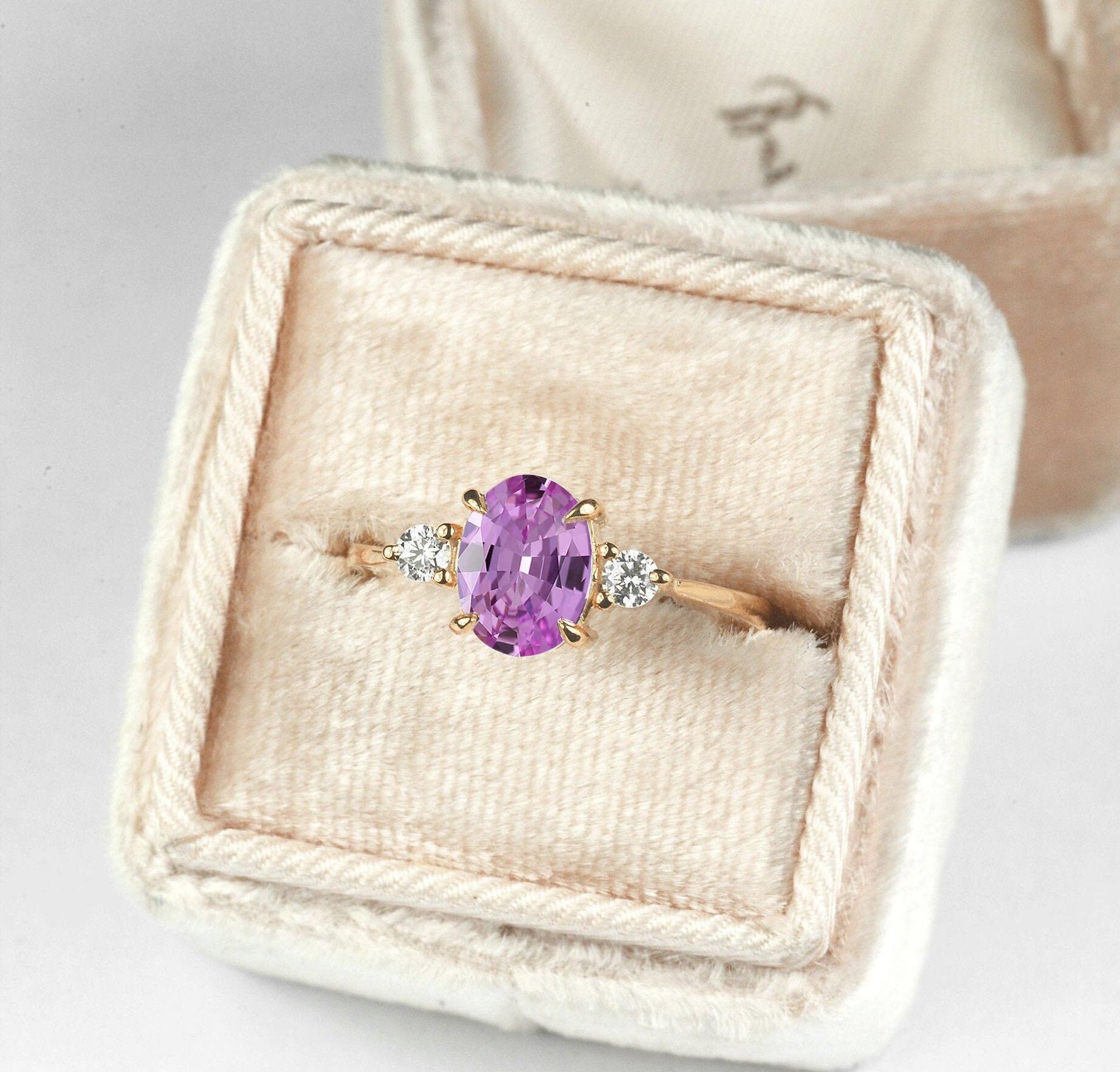 Oval Light Pink Sapphire Engagement Ring | 9K/14K/18K Gold Alternative Diamond Eco Friendly