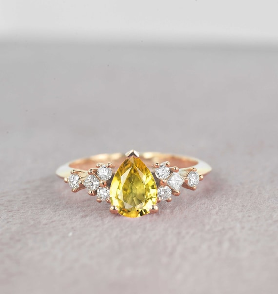Yellow sapphire pear ring deals
