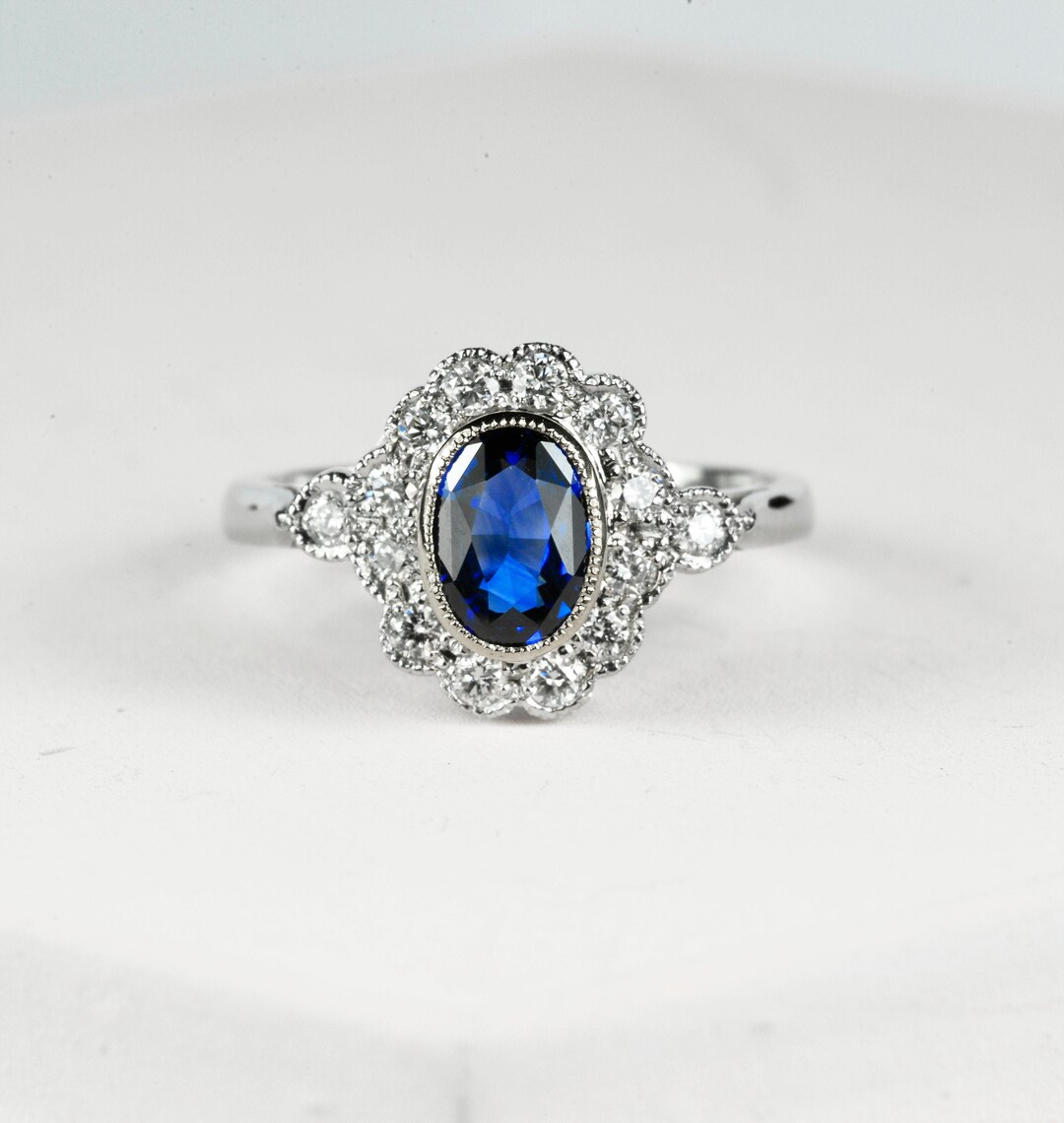 Blue Sapphire Platinum/engagement Ring 14k-18k Gold Ceylon - Etsy