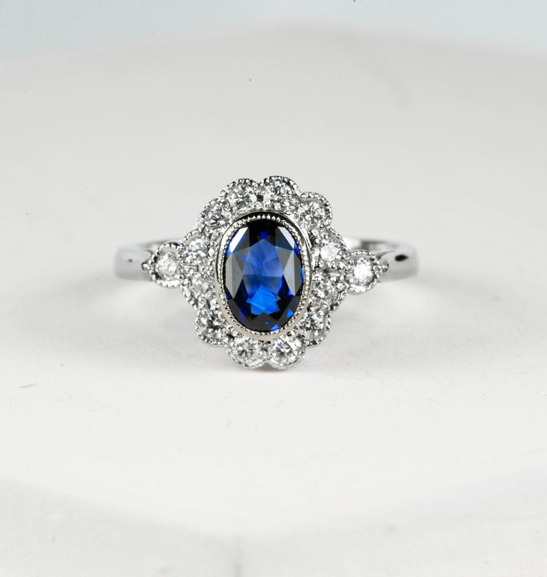 Blue Sapphire Platinum/engagement ring 14K-18k gold Ceylon | Etsy