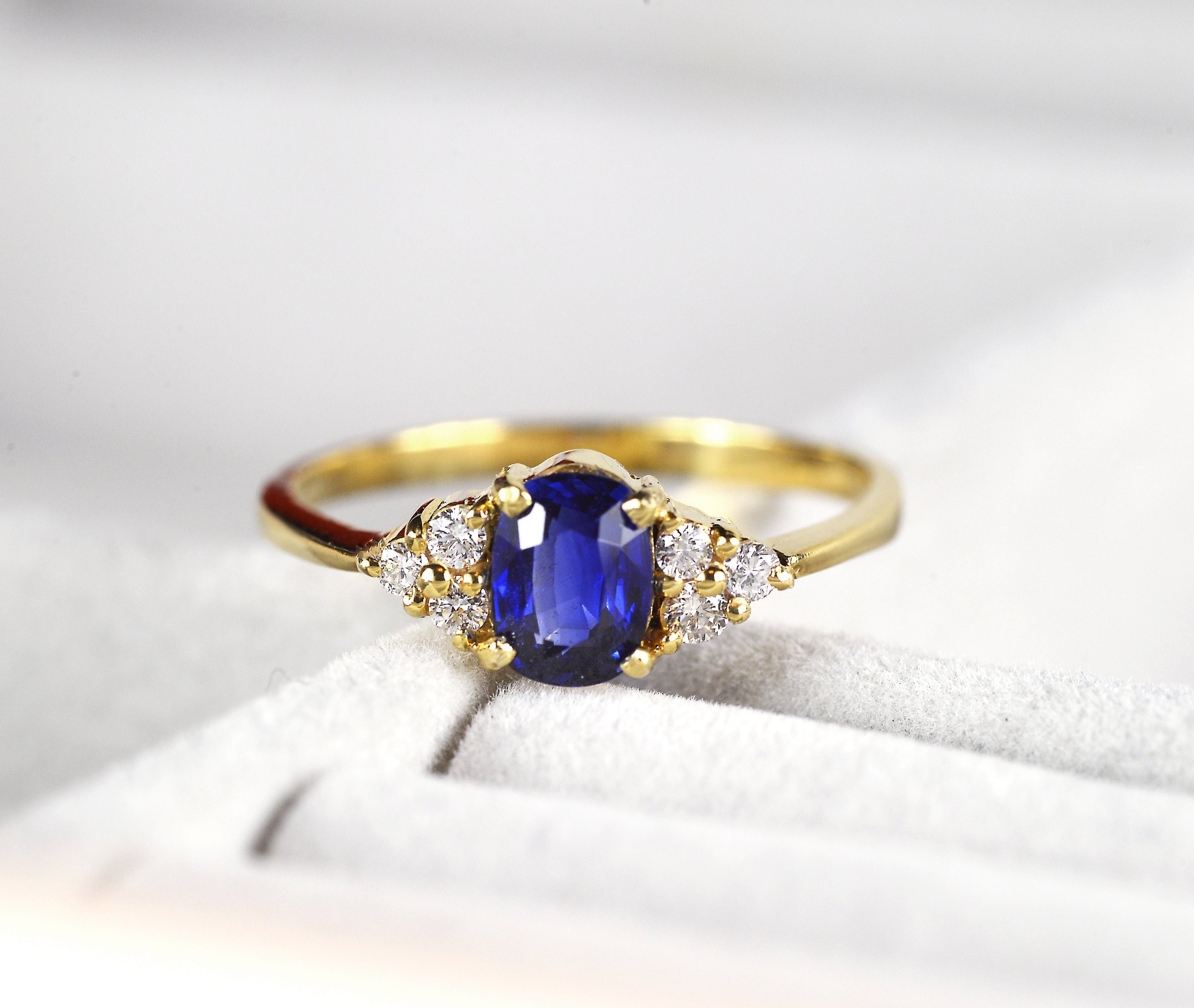 1Ct Blue Sapphire Engagement Ring, Ring, 1Ct Engagement Sapphire Wedding Ring