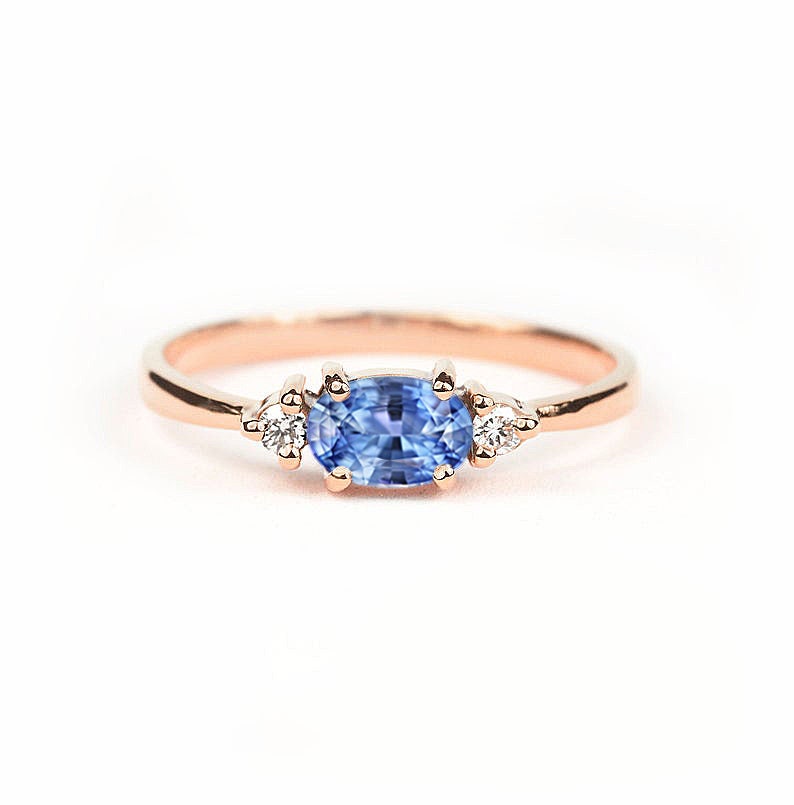Light Blue Sapphire Engagement Ring and Alternative Diamond - Etsy UK