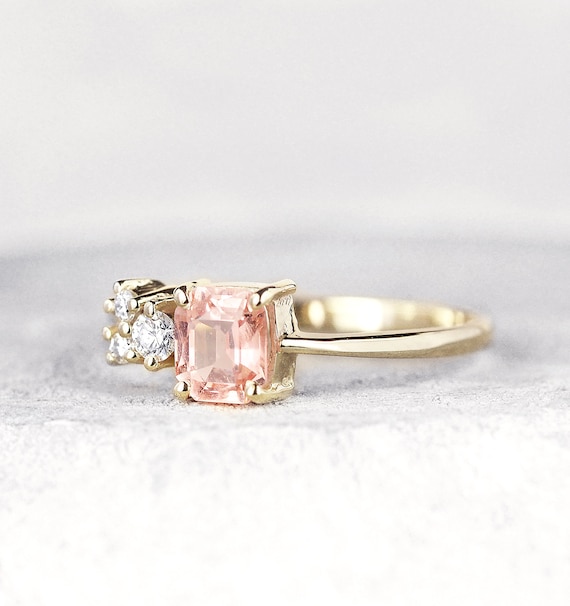 Peach sapphire shop wedding ring