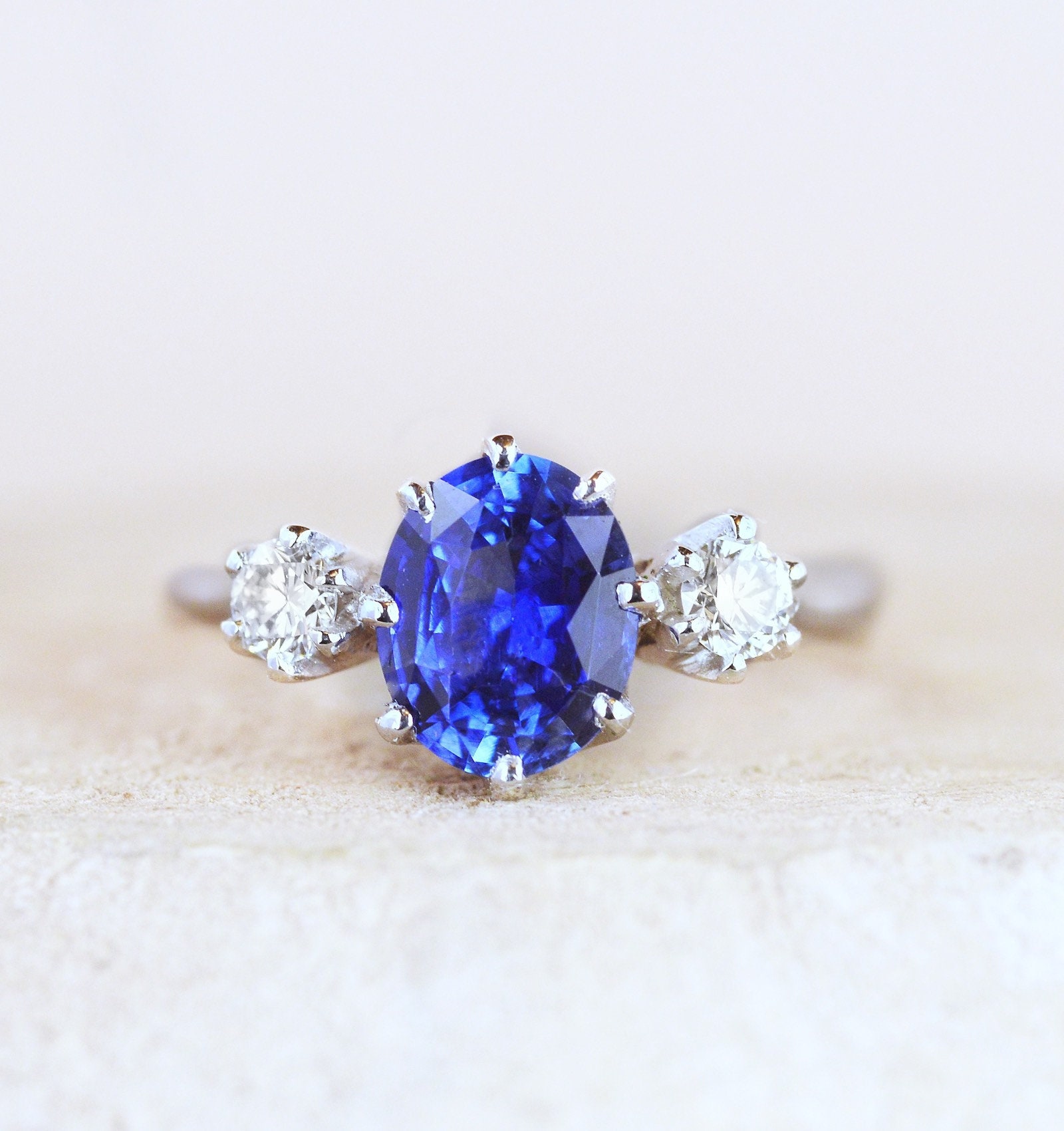 Sapphire Engagement Ring-Blue Ring-Ceylon Blue Ring-Sapphire & Diamond Ring-Promise Ring-Anniversary Ring