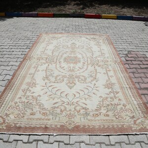 Tappeto 6x10, tappeto vintage Oushak oversize, tappeto di lana, sbiadito, tappeto turco 6x10, tappeto vintage, tappeto fatto a mano, tappeto neutro, tappeto da area, tappeto Oushak