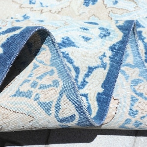 10x13 Blue Beige Persian Rug, Neutral Wool Rug, Turkish Vintage Rug, 10x13  Saloon Rug, Oushak Rug, Oversize Rug, Faded Rug,Saloon Large Rug