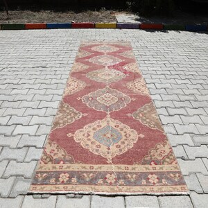 3x12 Runner,Neutral Runner,Turkish Runner 3x12,Vintage Runner Rug,Muted Oushak Runner,Handmade Runner,3x12 Vintage Rug, Dorm,Long Home Decor