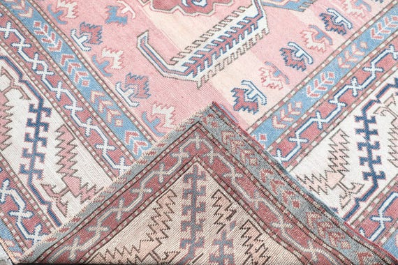 7x10 ヴィンテージ トルコ ウシャク ラグ、手織りウールコットン