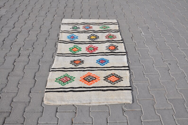 Floor Rug Decorative Rug kn21 Vintage Home Decor Natural Kilim 3x5 Vintage Hemp Rugs Organic Hemp Rug Hemp Kilim Rug