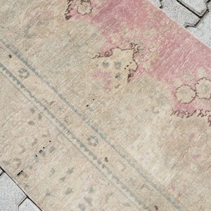 3x12 Beige Pink Runner Rug, 3x12 Turkish Beige Runner, Handmade Runner,Boho Rug, Muted Rug, Faded Rug, 3x12 Vintage Runner, Long Home Decor