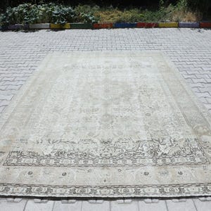 Oversize Rug 8x11,Natural Rug 8x11, Neutral Rug,Vintage Rug, Antique Rug, Oushak Rug, Turkish Area Rug, Anatolian Rug, Oversize Turkish Rug