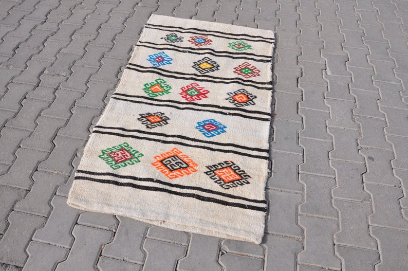 Floor Rug Decorative Rug kn21 Vintage Home Decor Natural Kilim 3x5 Vintage Hemp Rugs Organic Hemp Rug Hemp Kilim Rug
